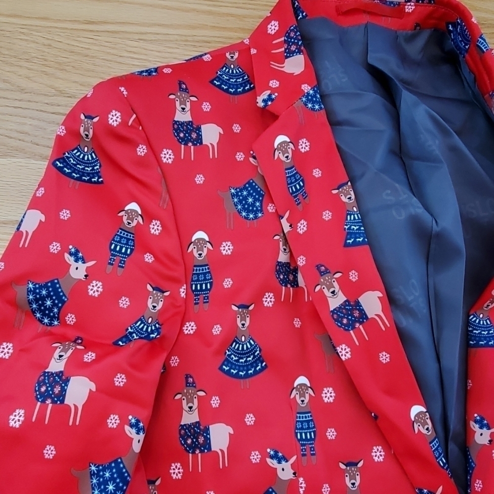 New Suslo Couture novelty Christmas jacket Llamas Ugly Sweater So Fun!! S 38